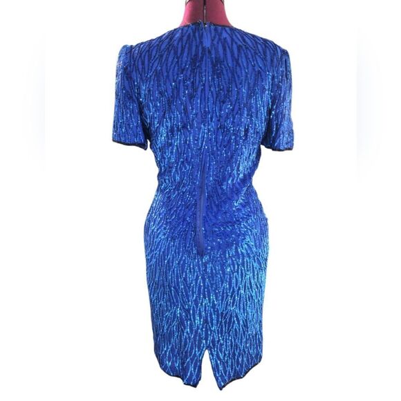 Vintage Ste'nay Blue silk sequined midi dress - Picture 6 of 8
